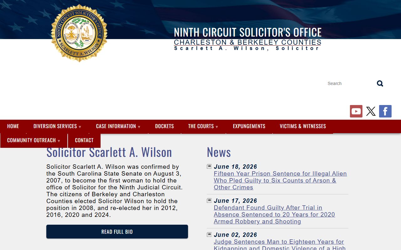Charleston County court records after arrest Ninth Circuit Solicitor